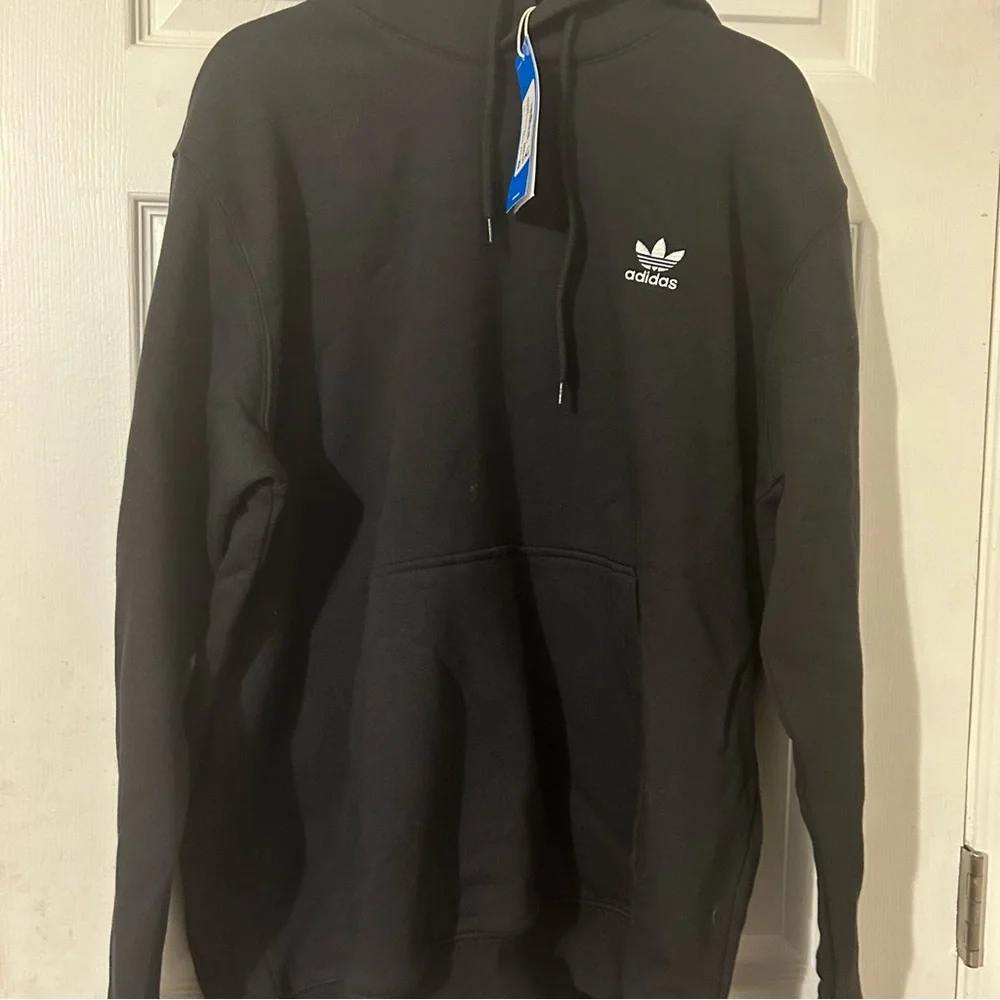 New adidas Originals Men's Trefoil Essentials Hoodie, Black, XX-Large